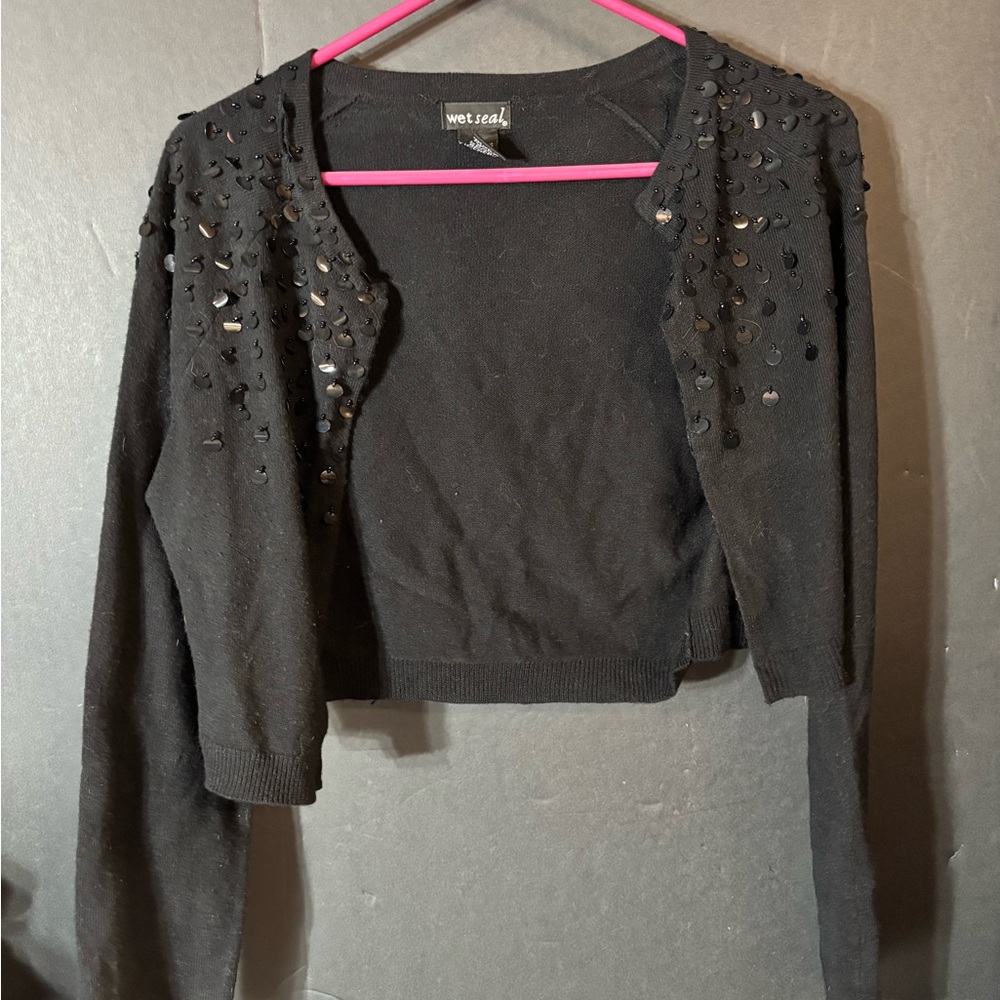 Wet Seal Black Sequin Sweater